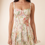 Aria Elegant Floral Halter Maxi Dress — bodice detail
