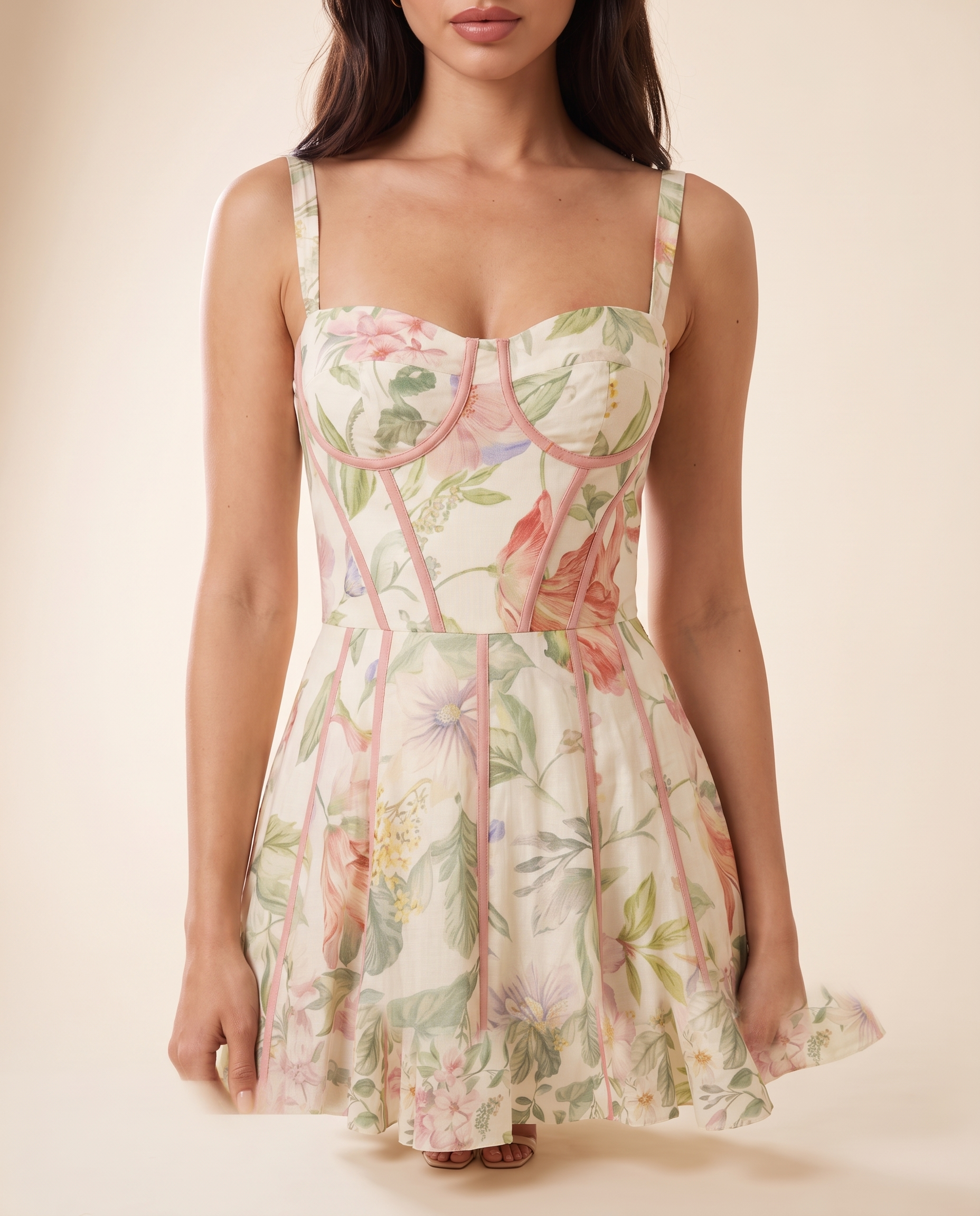 Aria Elegant Floral Halter Maxi Dress — bodice detail