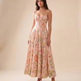 Aria Elegant Floral Halter Maxi Dress — Pink C studio