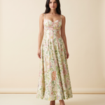 Aria Elegant Floral Halter Maxi Dress — Green A studio