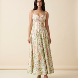 Aria Elegant Floral Halter Maxi Dress — Green A studio