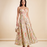 Aria Elegant Floral Halter Maxi Dress — Pink A studio