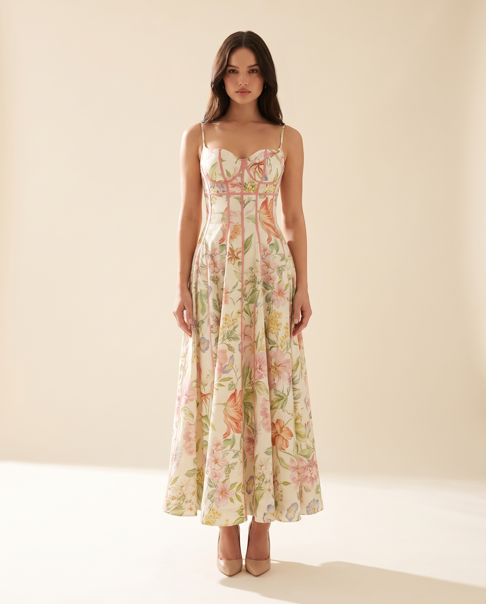 Aria Elegant Floral Halter Maxi Dress — Print D studio