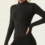 Aura Quick-Dry Long-Sleeve Fitness Jacket – studio front view