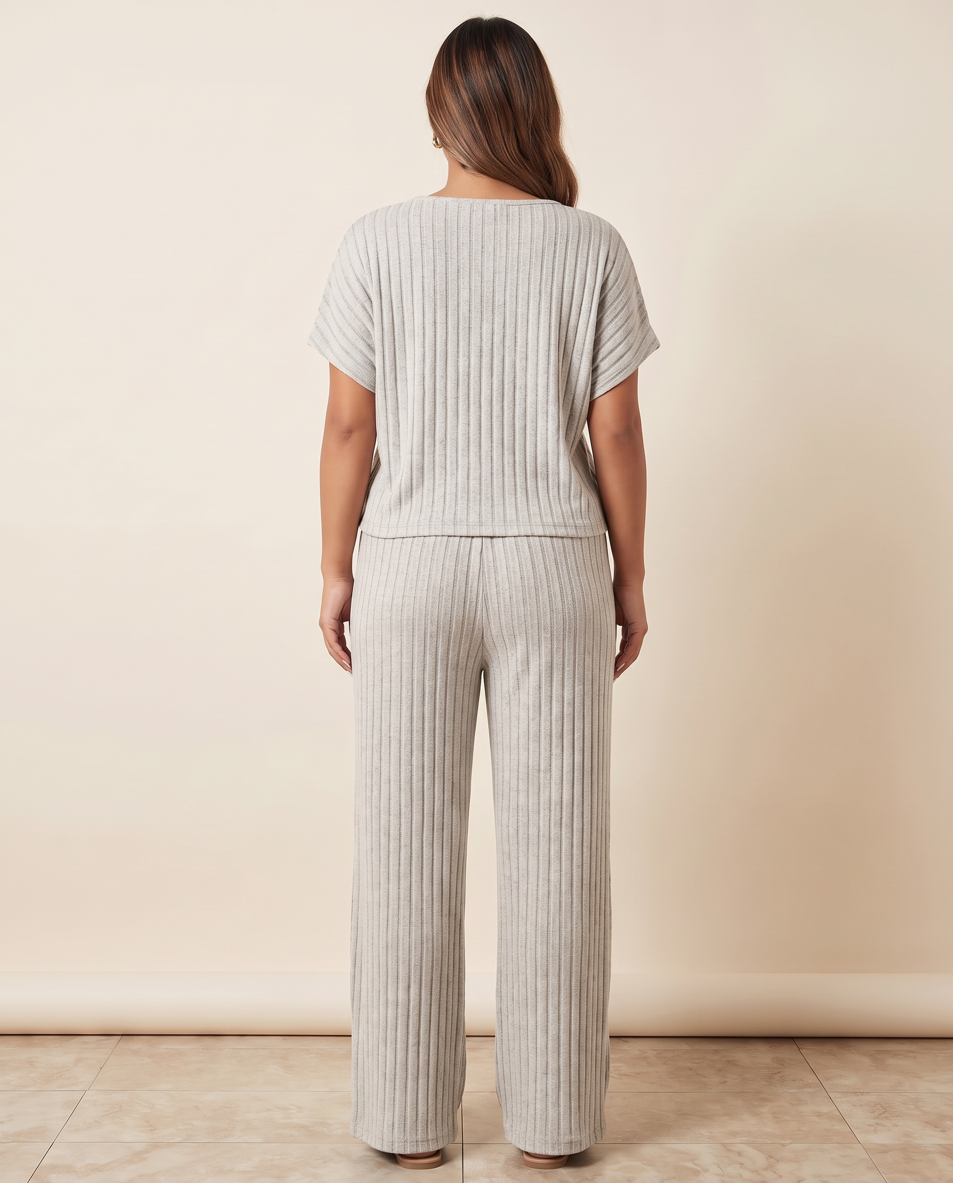 Batwing Sleeve Top and Straight Leg Trouser Set – back