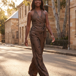 Beaded Halter Top and Wide Leg Trouser Set – Australian lifestyle view