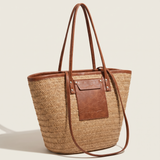 Belle Versatile Woven Straw Crossbody Bag — Beige variant