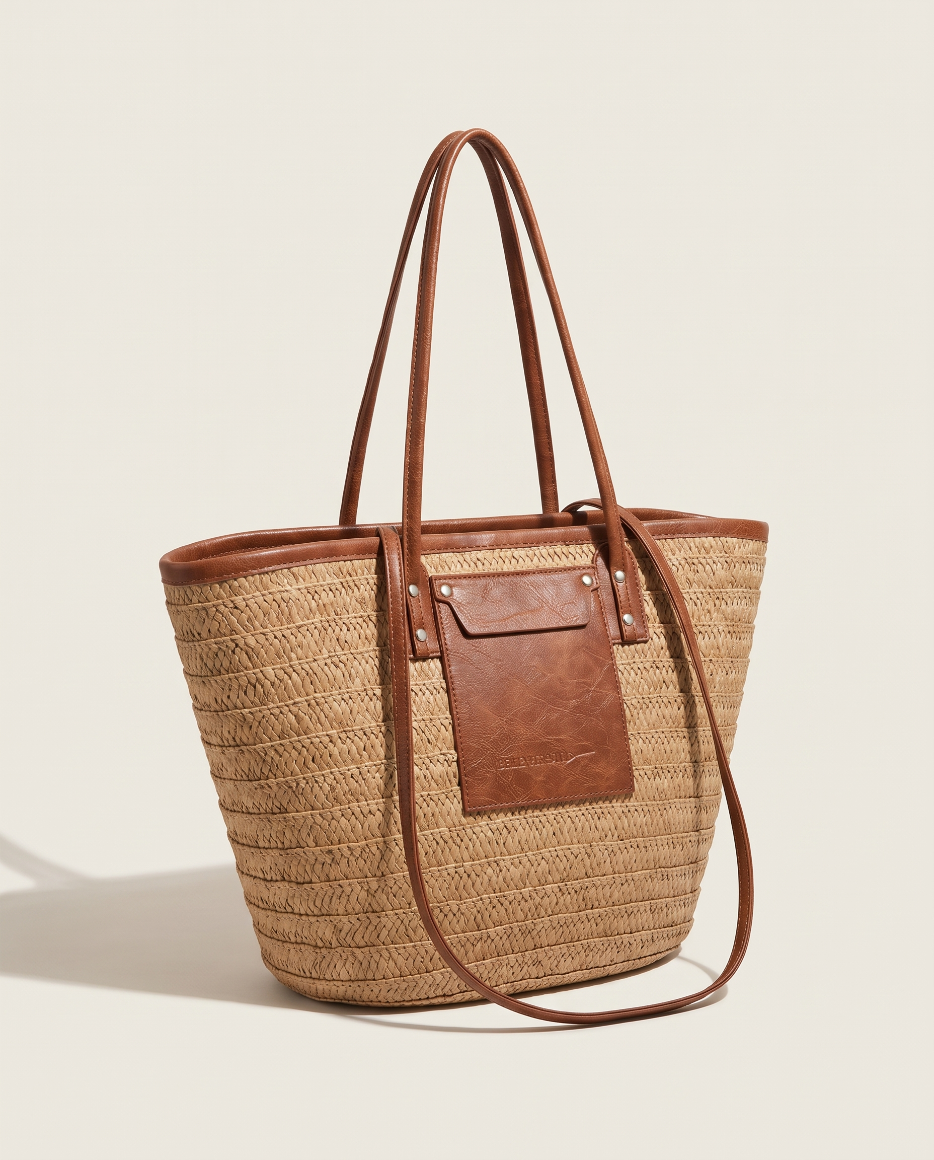 Belle Versatile Woven Straw Crossbody Bag — Beige variant