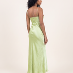 Bianca Satin Corset Spaghetti-Strap Dress – studio back view
