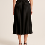 Black Pleated Midi Skirt — back view