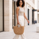 Blake straw tote Australian lifestyle view