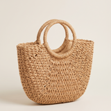 Blake Versatile Straw Tote Bag — Beige — Large, No Strap variant
