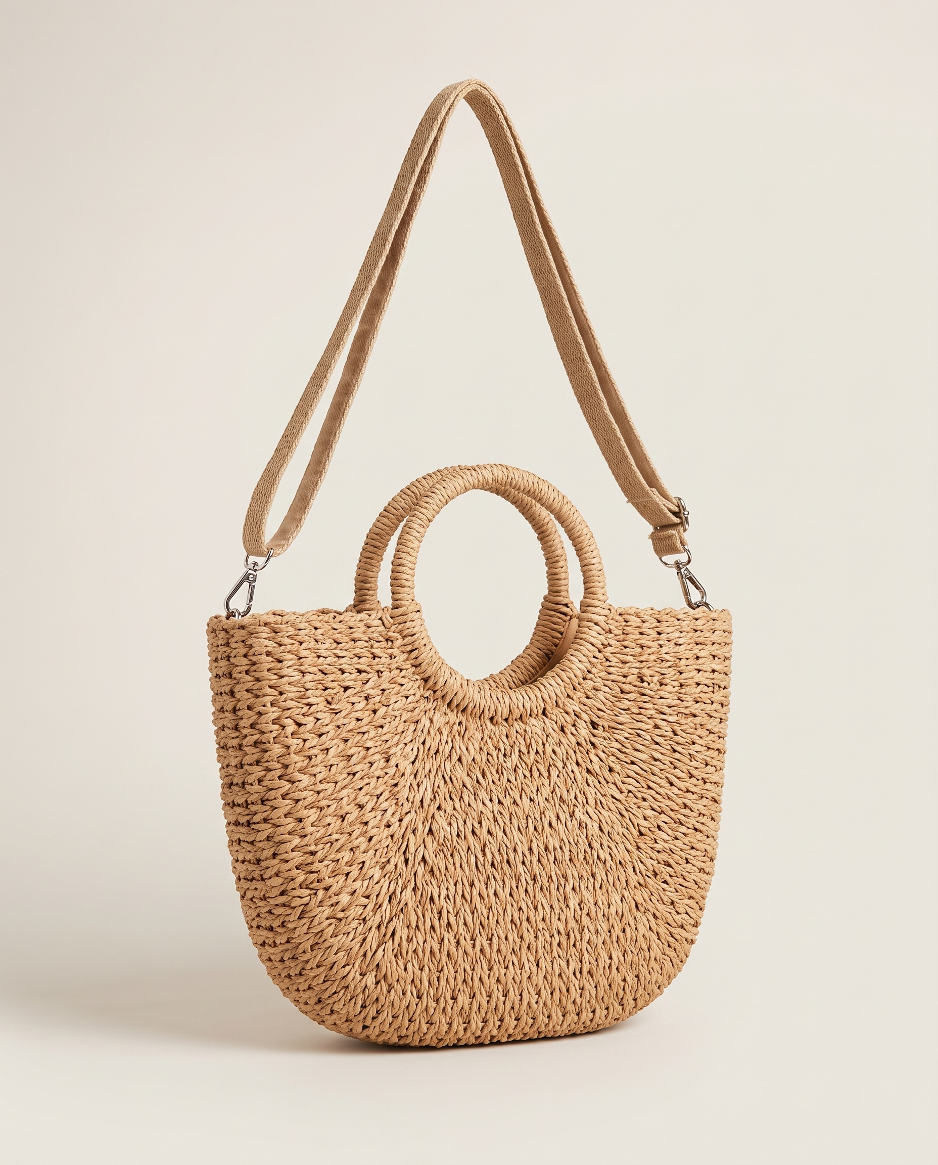 Blake Versatile Straw Tote Bag — Beige — Large, With Strap variant
