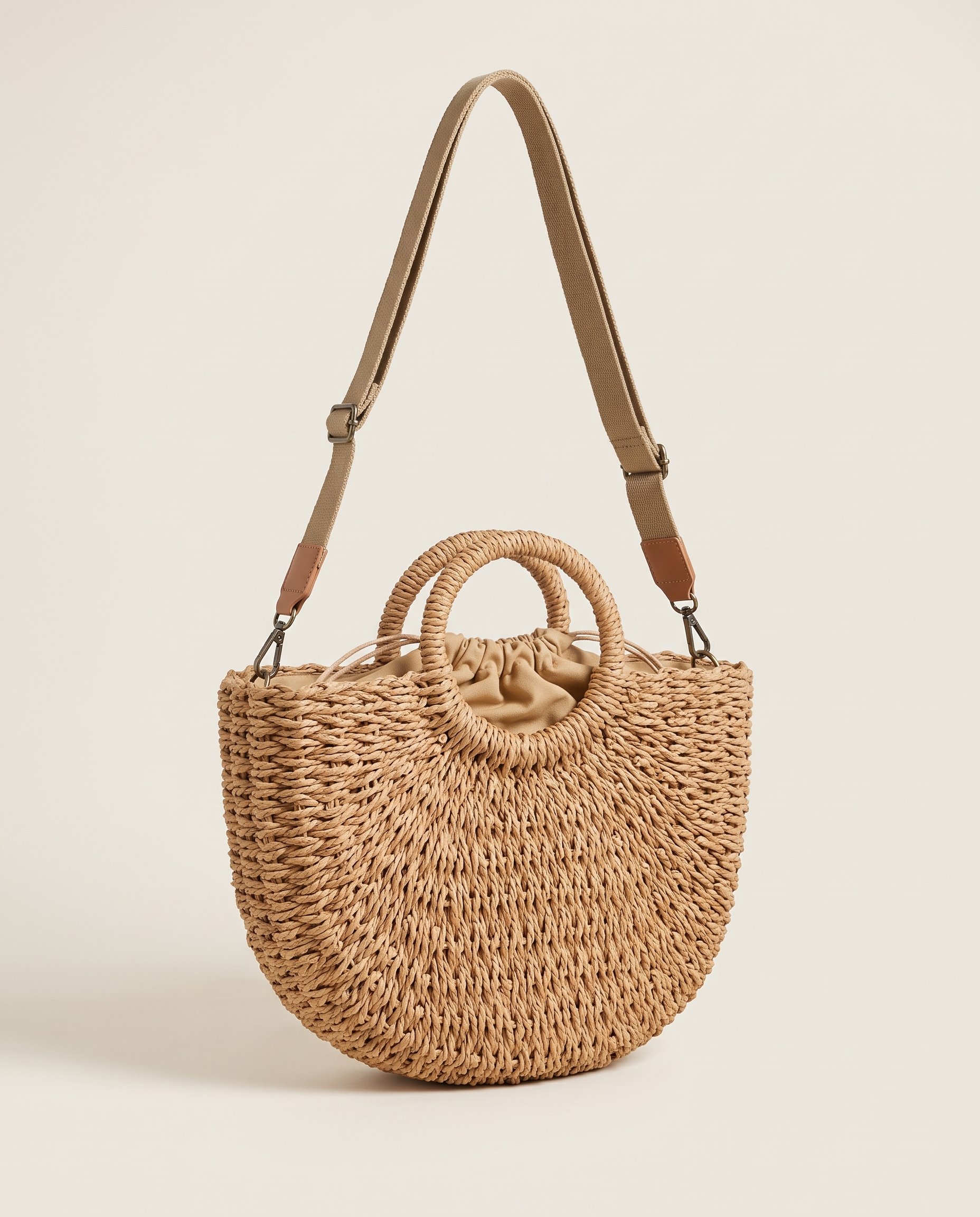 Blake Versatile Straw Tote Bag — Khaki — Large, With Strap variant