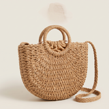 Blake Versatile Straw Tote Bag — Khaki — Small, With Strap variant
