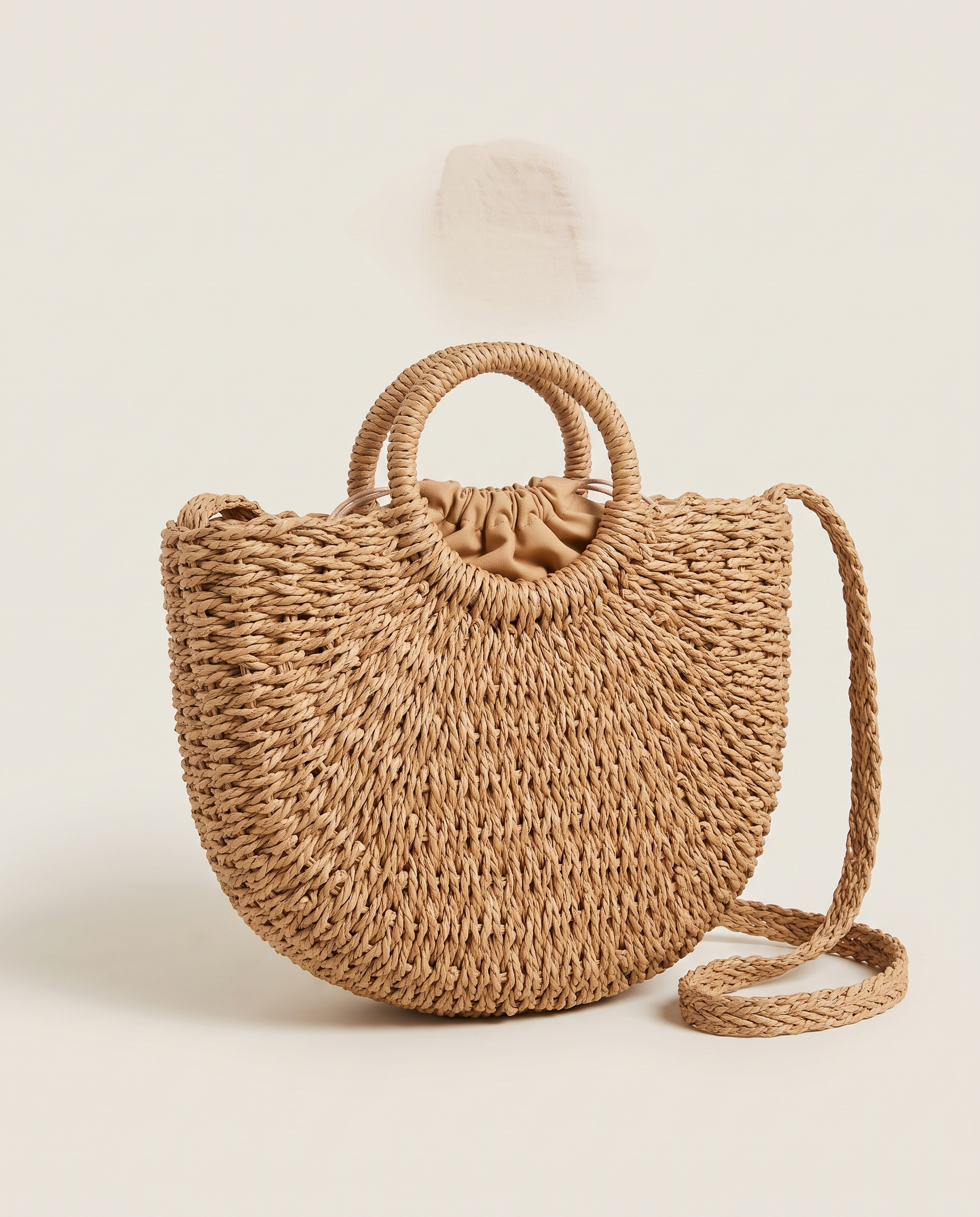Blake Versatile Straw Tote Bag — Khaki — Small, With Strap variant