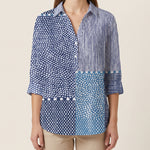 Blouse – Ocean Patchwork With a Twist — Multicolor — studio front