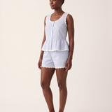 Bluebell Striped Lace-Trim Pyjama Short Set – three-quarter view