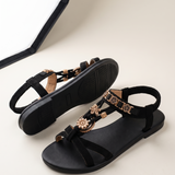 Briar Comfortable Floral Flat Sandals — detail view