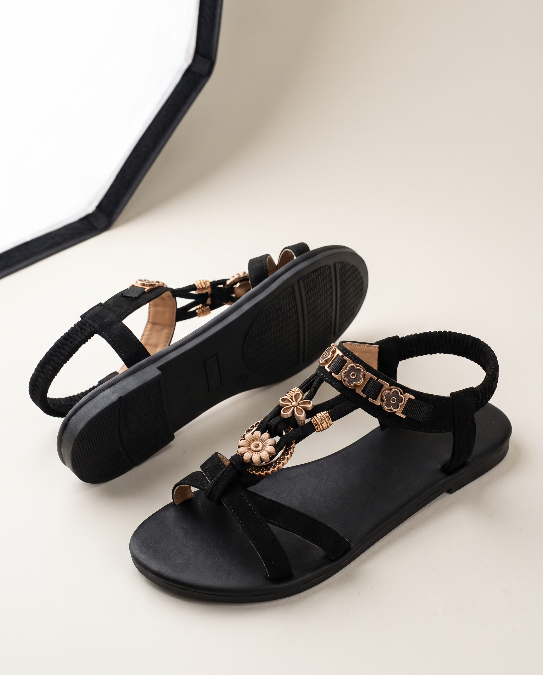 Briar Comfortable Floral Flat Sandals — detail view