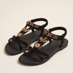Briar Comfortable Floral Flat Sandals — Black variant
