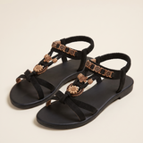 Briar Comfortable Floral Flat Sandals — Black variant