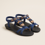Briar Comfortable Floral Flat Sandals — Blue variant