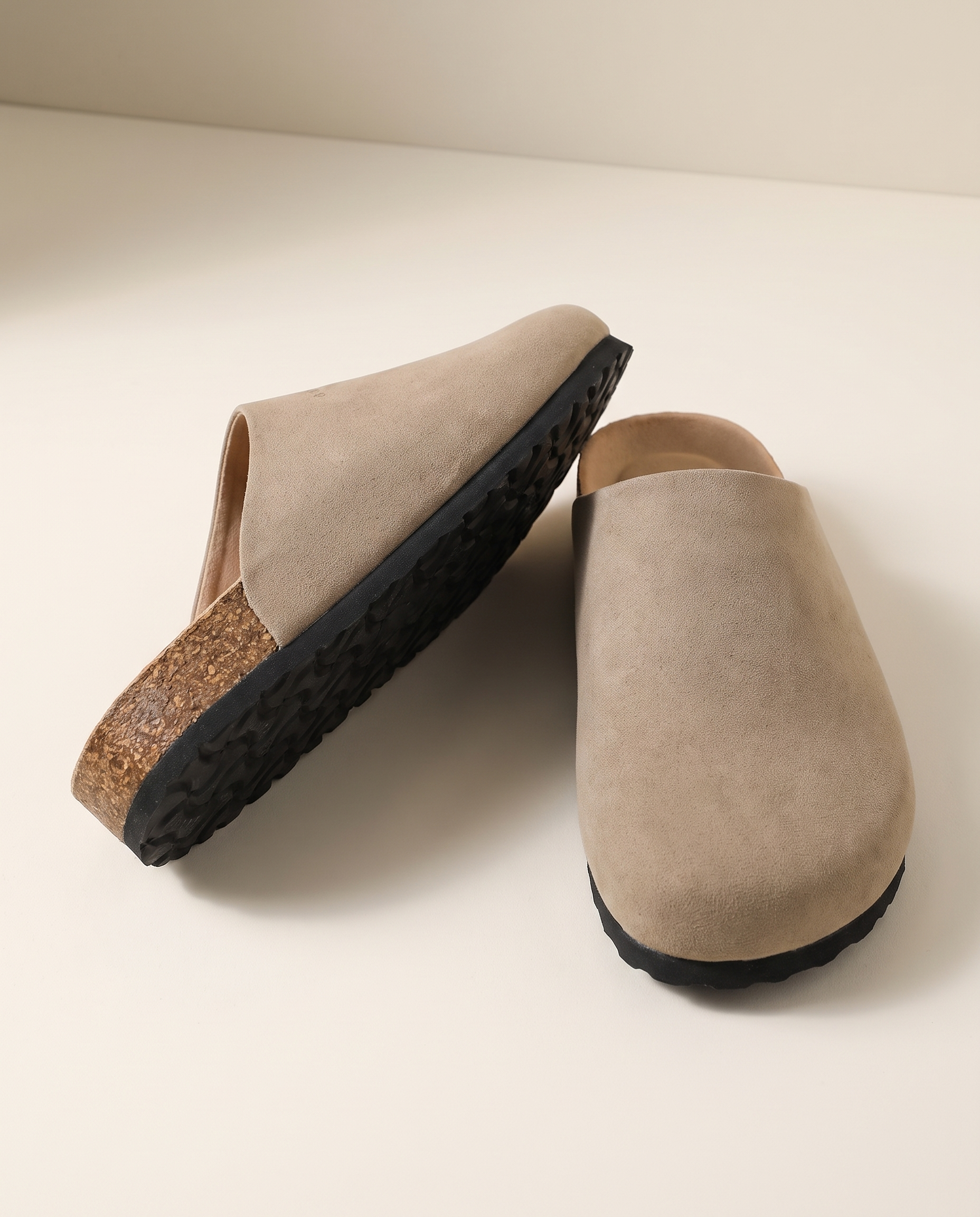 Bronte Elegant Closed-Toe Faux-Suede Clogs — detail view