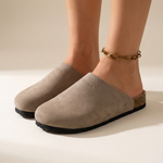 Bronte Elegant Closed-Toe Faux-Suede Clogs — hero view