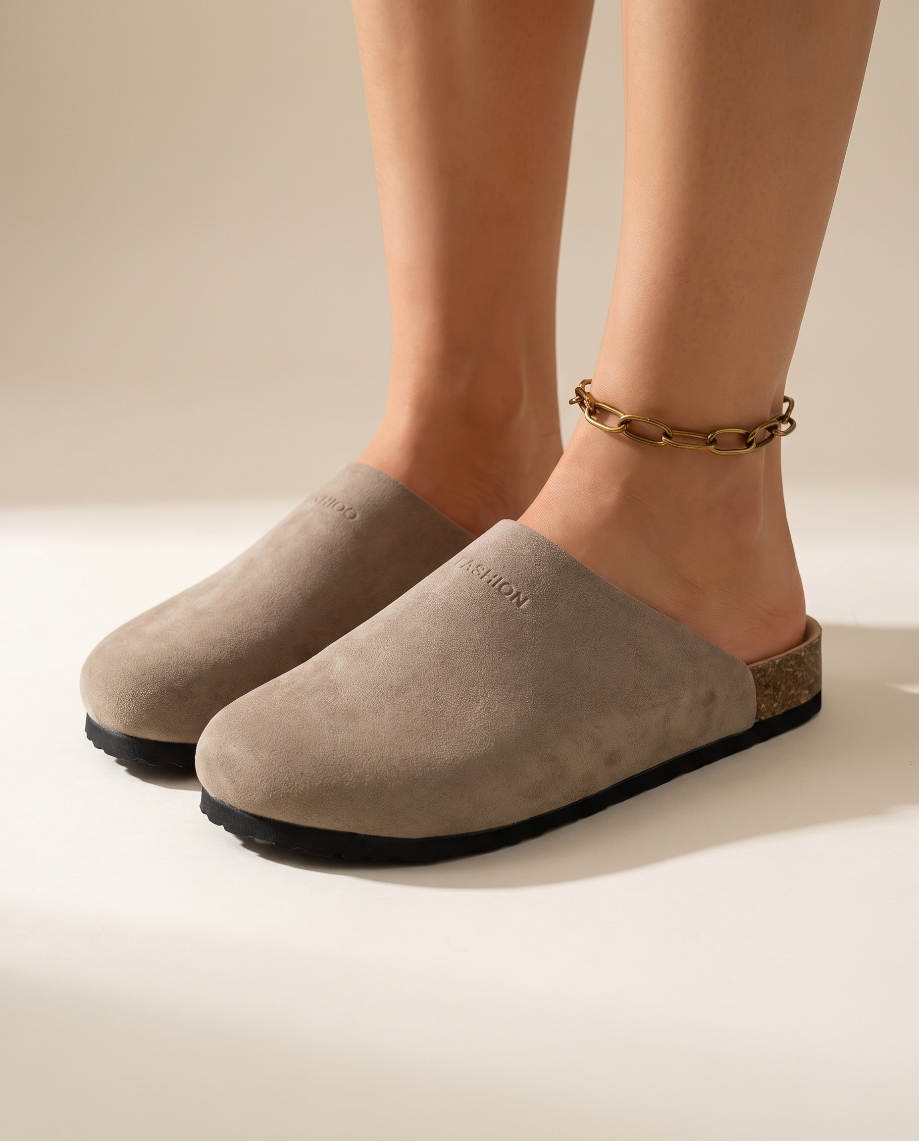 Bronte Elegant Closed-Toe Faux-Suede Clogs — hero view