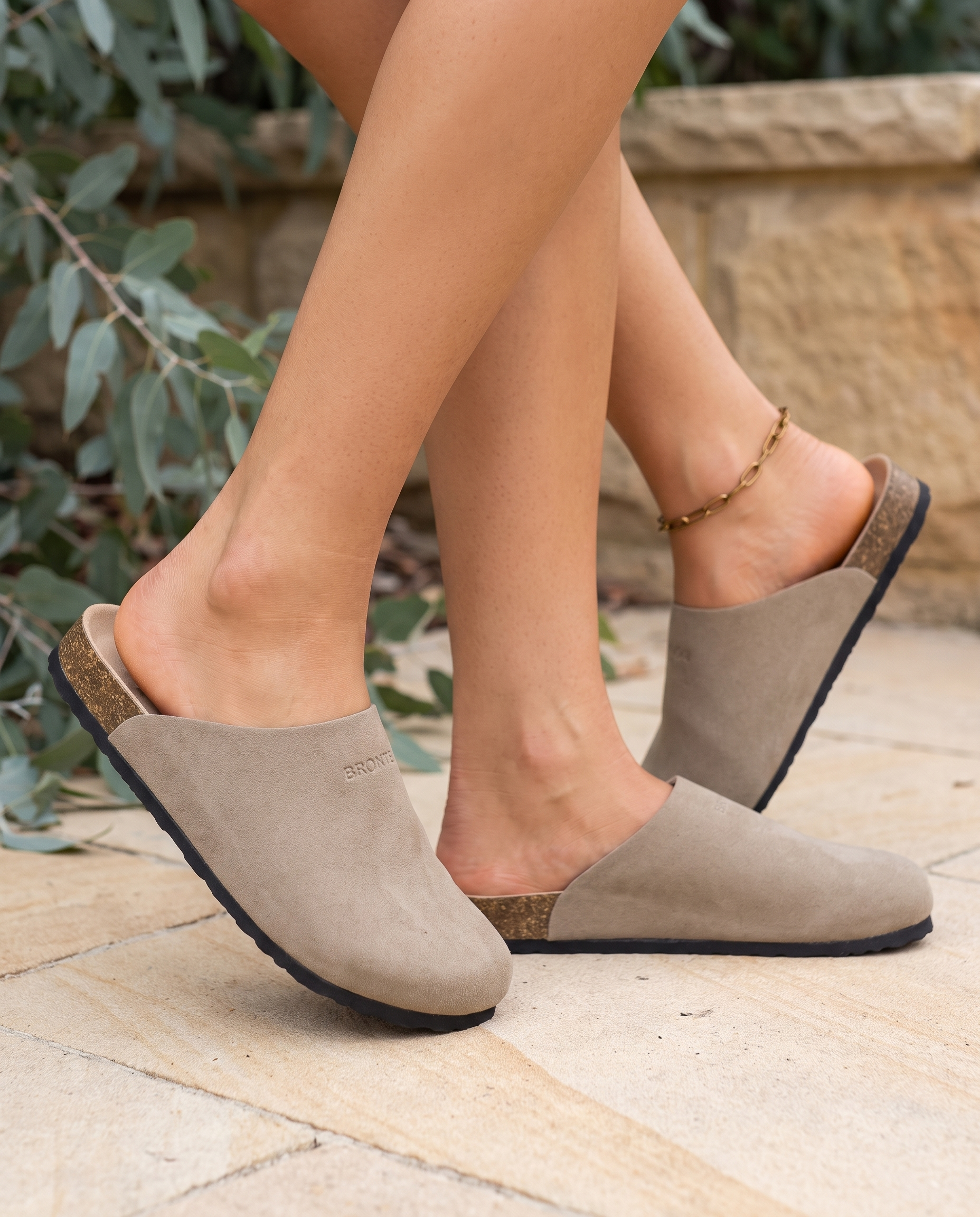 Bronte Elegant Closed-Toe Faux-Suede Clogs — lifestyle view
