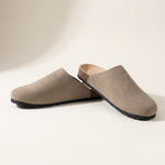 Bronte Elegant Closed-Toe Faux-Suede Clogs — side view