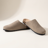 Bronte Elegant Closed-Toe Faux-Suede Clogs — side view