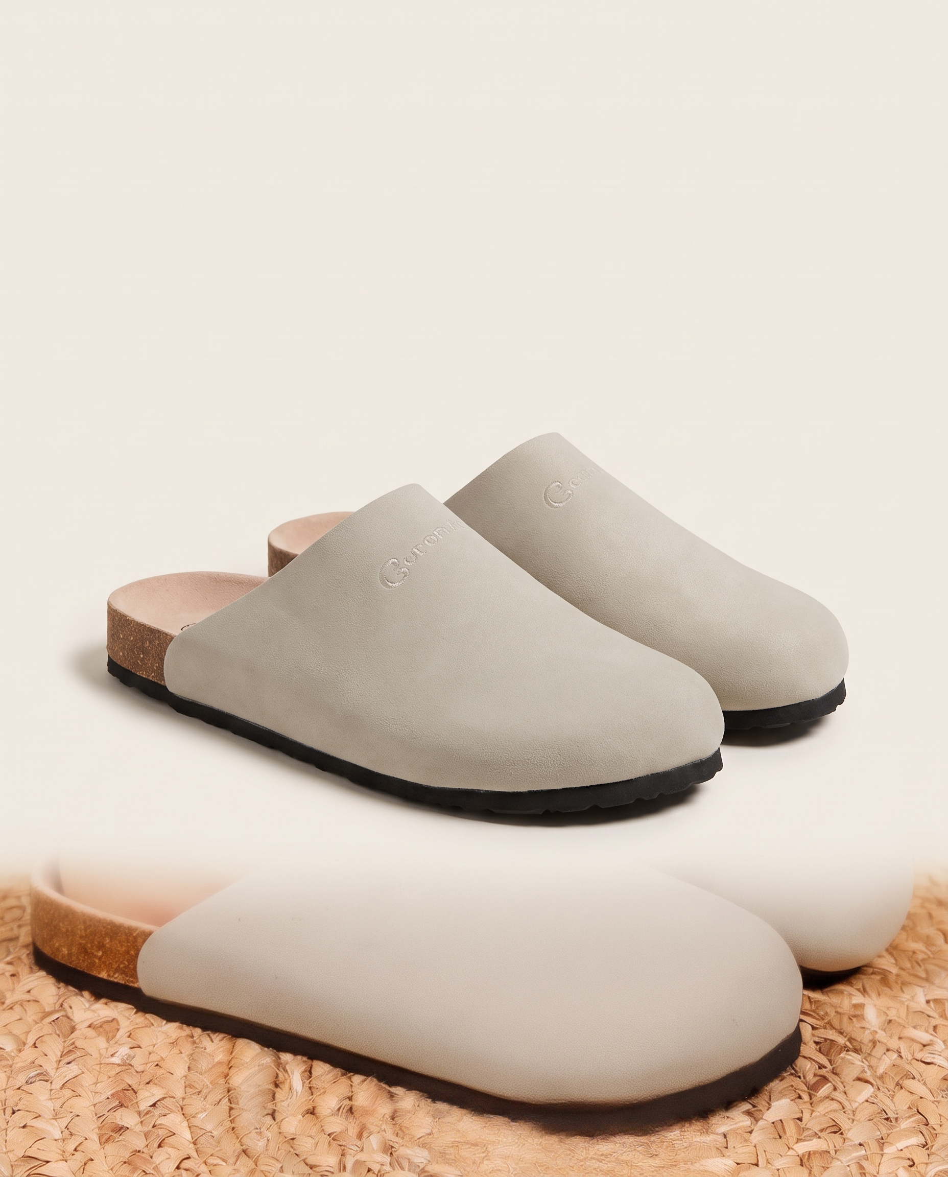 Bronte Elegant Closed-Toe Faux-Suede Clogs — Beige variant