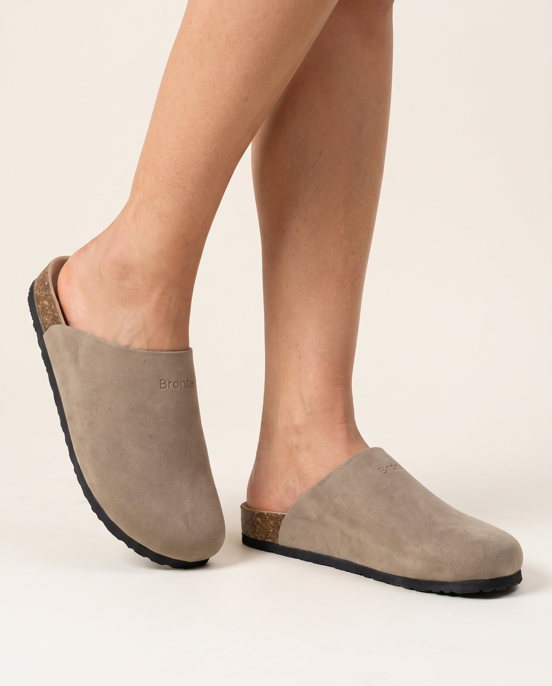 Bronte Elegant Closed-Toe Faux-Suede Clogs — Australian studio lifestyle view