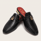 Calypso Classic Round-Toe Flat Mules — detail view