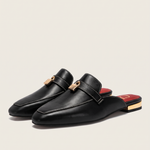 Calypso Classic Round-Toe Flat Mules — Black variant