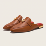 Calypso Classic Round-Toe Flat Mules — Brown variant