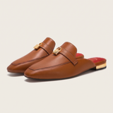 Calypso Classic Round-Toe Flat Mules — Brown variant