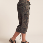 Camo Print Drawstring Cargo Shorts – Baggy Knee Length Casual Shorts — product view 3