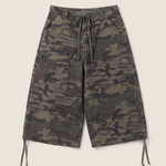 Camo Print Drawstring Cargo Shorts – Baggy Knee Length Casual Shorts — product view 6
