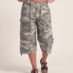 Camo Print Drawstring Cargo Shorts – Baggy Knee Length Casual Shorts — product view 7