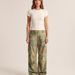 Camouflage Wide Leg Cargo Pants in Camouflage – studio front view