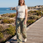 Camouflage Wide Leg Cargo Pants in Camouflage – standing lifestyle view