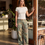 Camouflage Wide Leg Cargo Pants in Camouflage – three-quarter lifestyle