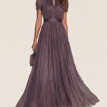 Celandine flowing pleated high-neck maxi dress detail