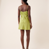 Celeste Sequin Fringe Satin Mini Dress – studio back view