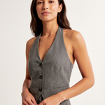 Céline Open-Back V-Neck Cropped Vest – studio front view