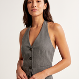Céline Open-Back V-Neck Cropped Vest – studio front view