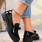 Classic Low-Heel Bow-Detail Patent Loafers — detail view